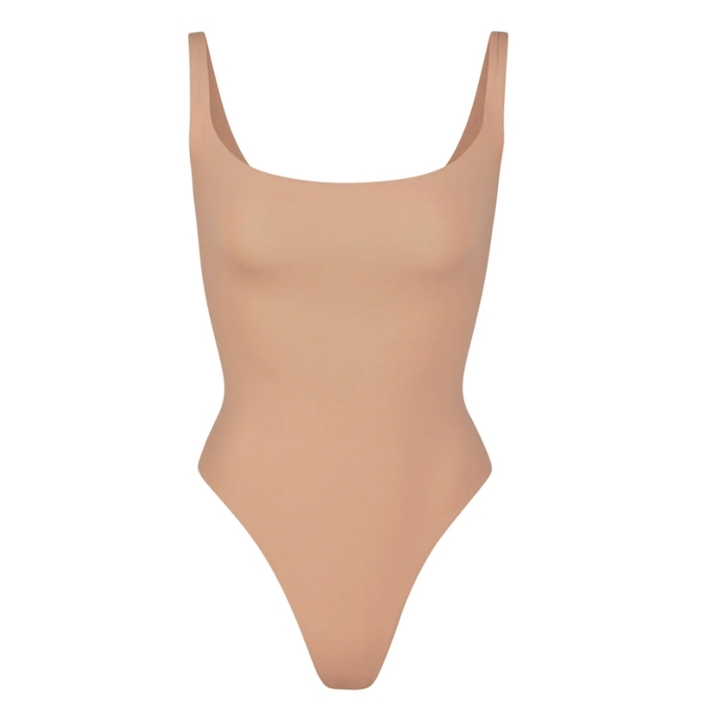 Skims fits everybody square neck sleeveless bodysuit in Ochre